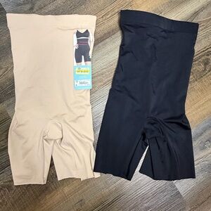 Assets Spanx Shaping Hi Waisted Mid Thigh Compression Shorts S Bundle Black Nude